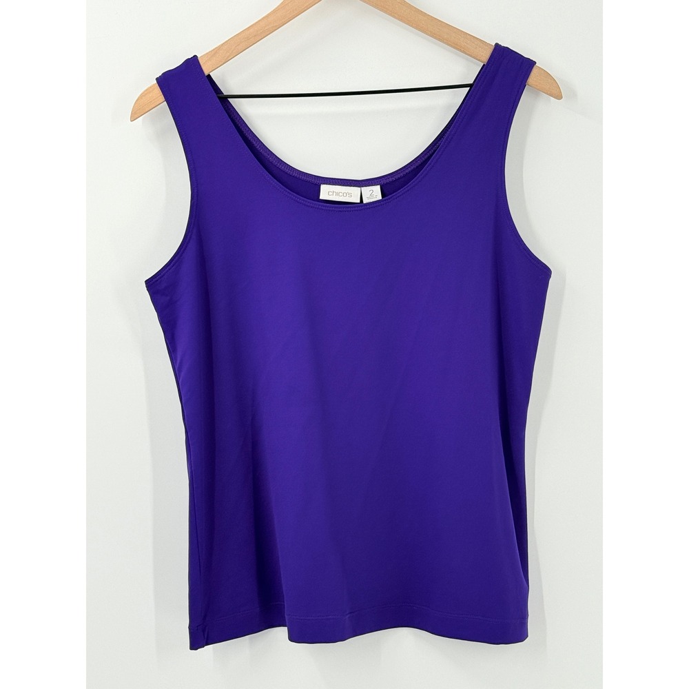 Chico's Tank Top Womens Sz 2 Large Purple Scoop Neck Stretch office career